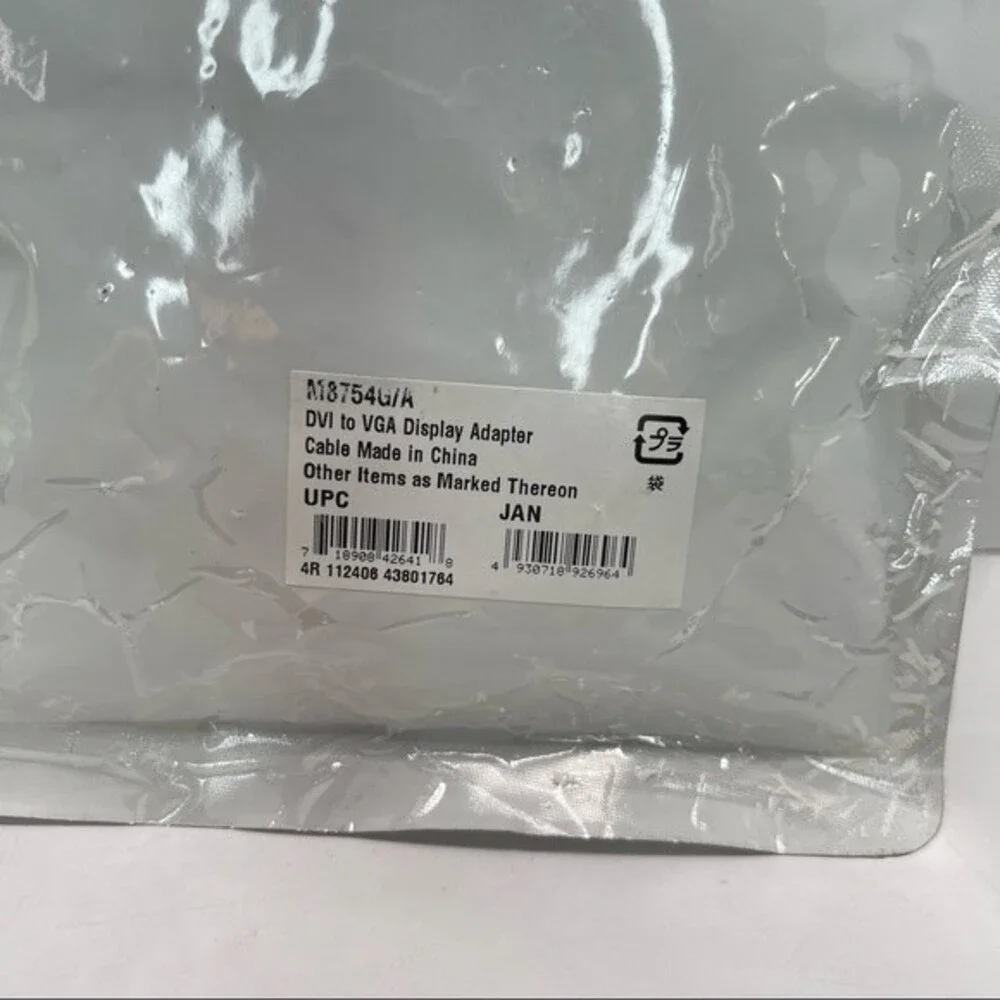 Apple DVI to VGA Display Adapter Cable M8754G/A Genuine New in Package White